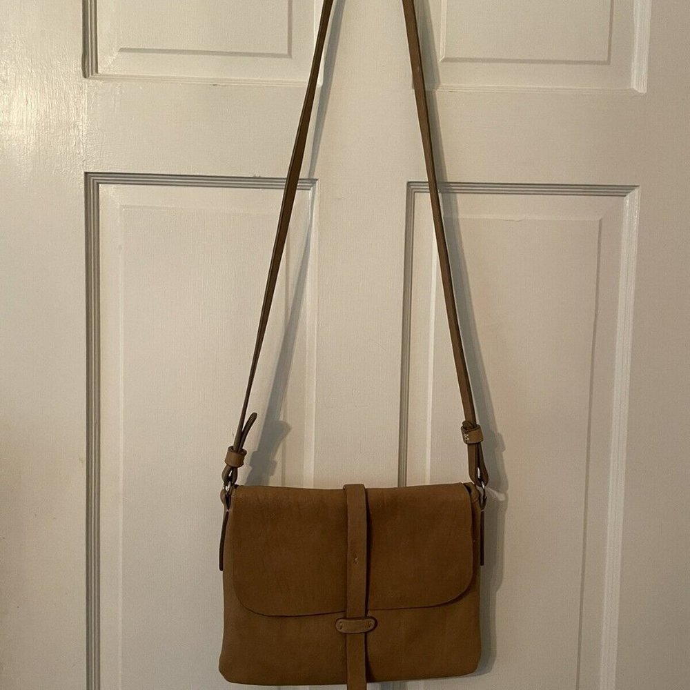 Massimo Palomba light camel leather crossbody purse